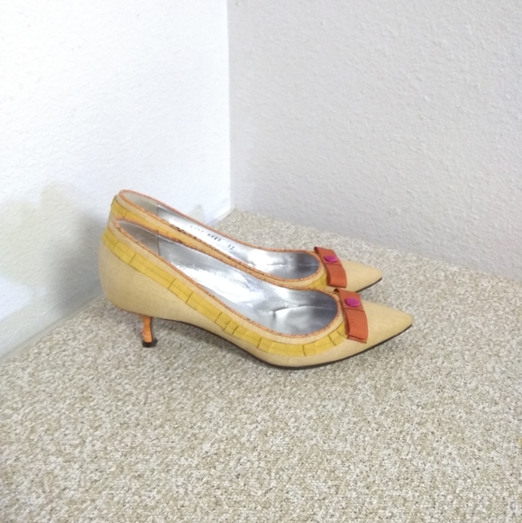 Dolce And Gabbana Canvas Leather Trim Shoes - Picture 1 of 7